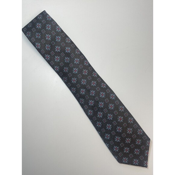 David Donahue Medallion Brown Silk Tie New W\O Tags - Picture 5 of 6